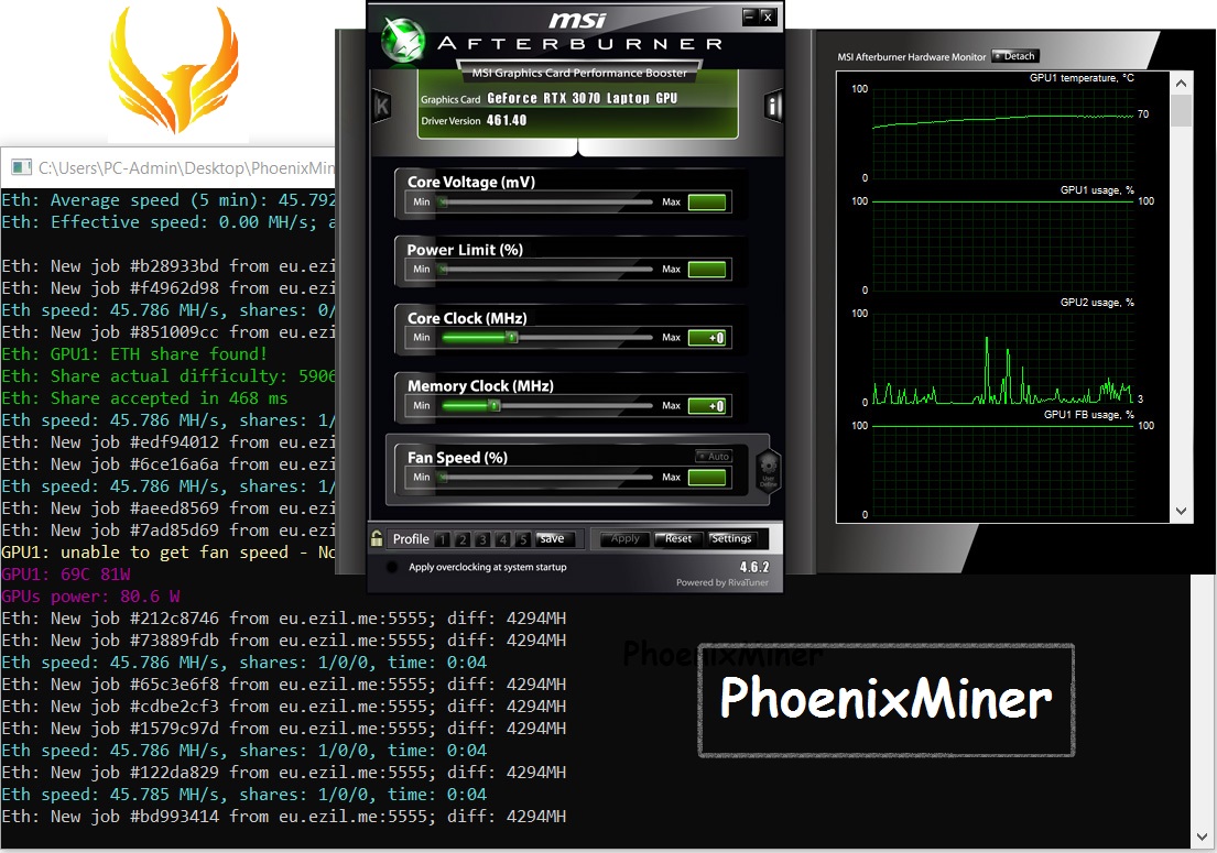PhoenixMiner 4.5c: GPU майнер Ethash/ProgPOW/Blake2s