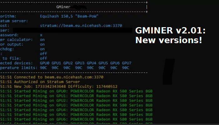 GMiner 2.01 available for Download for Windows (GPU miner for AMD & Nvidia)