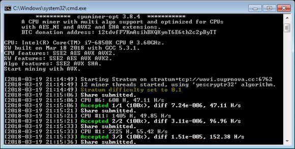 CPUMINER-OPT v3.8.4: Скачать быстрый CPU-майнер для Windows